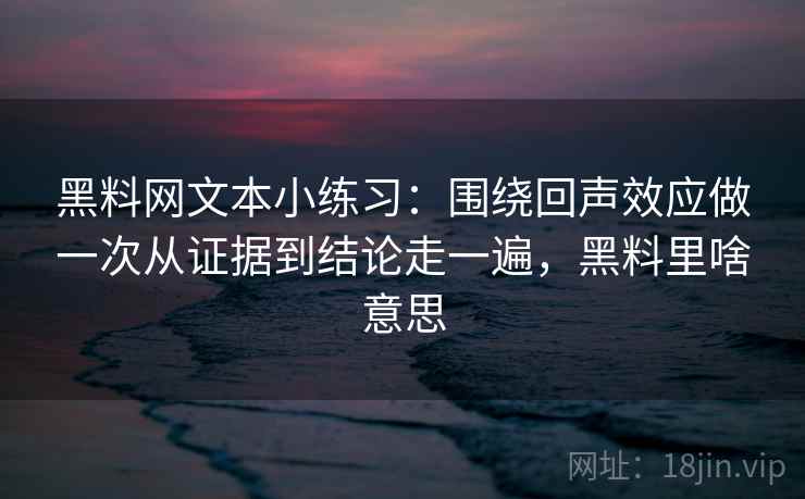黑料网文本小练习：围绕回声效应做一次从证据到结论走一遍，黑料里啥意思